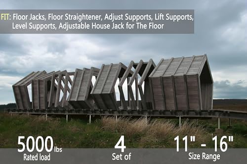 House Floor Jacks, Basement Floor Jack for Leveling and stabilizing Stairs, Porches, Decks, Crawl Spaces, Sagging/Uneven Floors and RV Camper Step Stabilizer, 4 Pack, 11" - 16" - size: 16 inch
