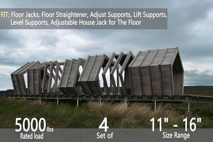 House Floor Jacks, Basement Floor Jack for Leveling and stabilizing Stairs, Porches, Decks, Crawl Spaces, Sagging/Uneven Floors and RV Camper Step Stabilizer, 4 Pack, 11" - 16" - size: 16 inch