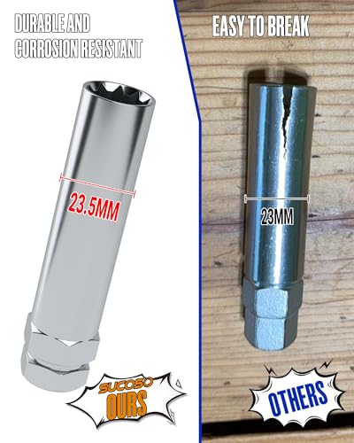 10 Spline Lug Nut Key for Bimecc 10 Spline Lug Nut Set, Replace TA23-21/22 | 10 Point Lug Nuts and Lug Bolts, Solid and No Crack, 13/16" (21mm) & 7/8" (22mm)Hex, Workshop, Auto Repair Shop, Chrome - size: Silver-10 Spline Socket Key