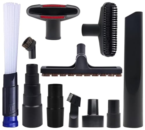 Vacuum Attachments for Shop Vac Accessories, 1 1/4" to 2 1/2" Vacuum Hose Adapter, 1.25" Hardwood Floor Brush, 1.25" Crevice Tool, Utility Nozzle with Brush, Horse Hair Round Dust Brush - size: S 11 Pcs