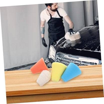 Mikinona 4pcs Polishing Cone Wheel Kit Car Hub Buffing Tools with Sponge Pads for Drills Wheel Cleaning and Detailing
