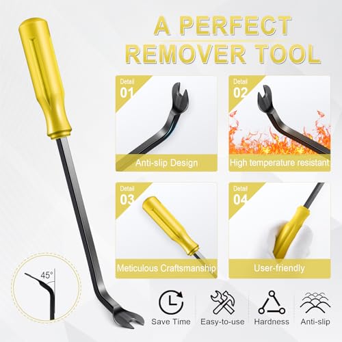 5 pcs Auto Trim Removal Tool Kit, No Scratch Plastic Pry Tool Kit - Interior Door Panel Clip Fastener Removal Set for Vehicle Dash Radio Audio Installer (Yellow) - color: Yellow