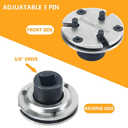 Universal Adjustable 2&3 Pin Brake Caliper Rewind Back Replacement Tool,3/8" Square Drive