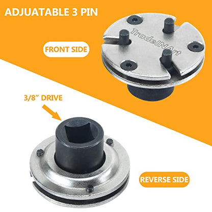 Universal Adjustable 2&3 Pin Brake Caliper Rewind Back Replacement Tool,3/8" Square Drive