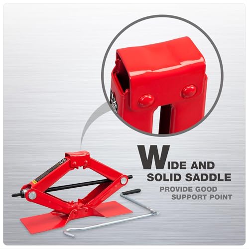 BIG RED T10152 Torin Steel Scissor Lift Jack Car Kit, 1.5 Ton (3,000 lb) Capacity, Red - size: 3000lbs