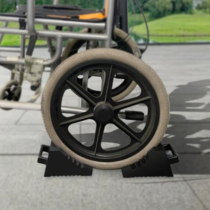 ROBLOCK 2 Pack Rubber Wheelchair Chock Stopper with Handle for Wheelchair Stability Hospital Garden Dinner Room- Black - color: Black