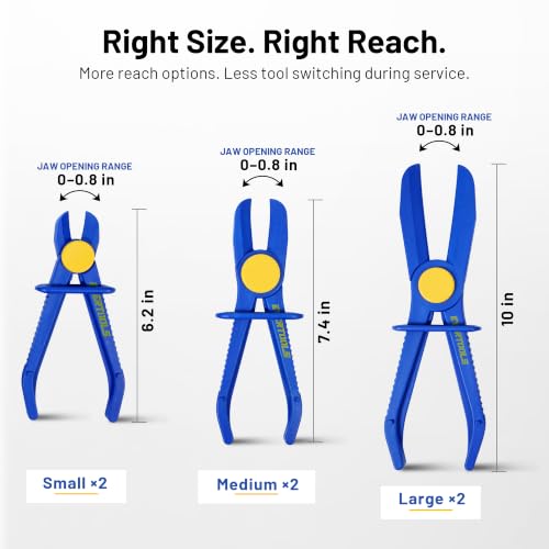 6pcs Brake Line Hose Clamps Pliers Set | Hose Pinch Clamp Pliers Set, Fuel Line Disconnect Tool for Flexible Hoses Gas Lines Radiator Hoses