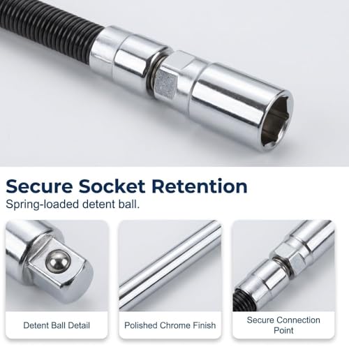 360° Electric Wrench Sleeve Universal Extension Rod, 2026 New Flexible Shaft Extension High Torque Spring Steel Extension, Flex Reach Extensions Bar for Tight Spaces, Automotive, DIY Projects