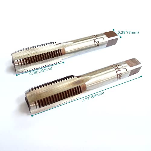 AtticZone M12 x 1.25 Metric Hand Thread Tap, Right Hand, Alloy Tool Steel, 1 Taper Tap, 1 Plug Tap for Metal Working DIY Industrial - size: M12x1.25