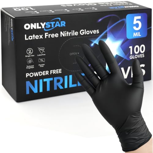 Food Grade 5 Mil Disposable Nitrile Gloves Small, 100Pcs | Durable, Latex/ Powder Free, Textured, for Cooking Food Prep, Handling Raw Meat, Kitchen Cleaning, Hair Dye Nail Salon - color: Black(100 Pcs), size: Small
