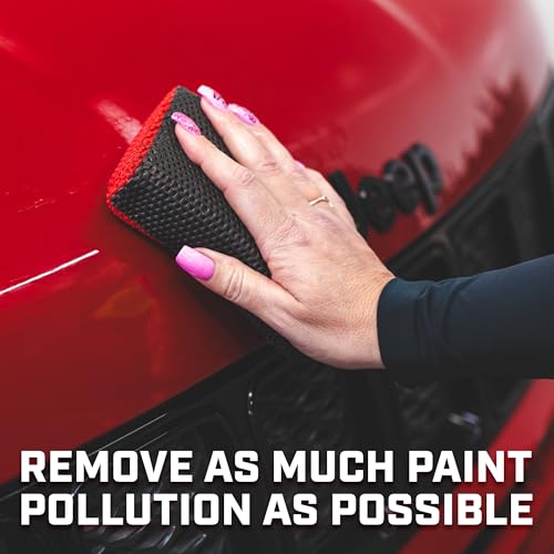 The Rag Company - Ultra Clay Scrubber -Fast and Effective Removal of Paint Contaminants, Light Overspray, and More; Dual Sided Design for Scrubbing and Clay Work; Deep Clean Glass Red & Black (2-Pack) - color: Red