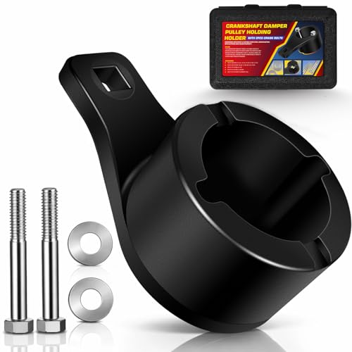 for Toyota/Lexus Crankshaft Damper Pulley Holding Holder Harmonic Tool (With 2PCS Crank Bolts) - Fits 3.0/3.3 V6, 4.0/4.3/4.7 V8 Engines Harmonic Damper Pulley Tool 64300 (With Storage Case)