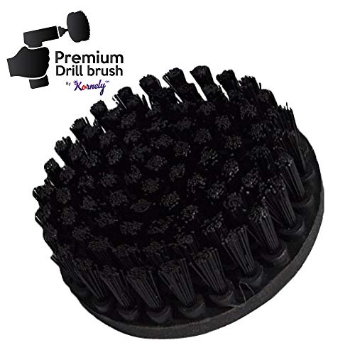 Premium Drill Brush Professional – Ultra-Stiff 5 in Black Set of 3 | Scratch-Free Heavy-Duty Cleaning Brush for Concrete, Brick, Stone, Metal, Garage, BBQ Grills, Rust and Construction Tools - color: Black