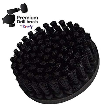 Premium Drill Brush Professional – Ultra-Stiff 5 in Black Set of 3 | Scratch-Free Heavy-Duty Cleaning Brush for Concrete, Brick, Stone, Metal, Garage, BBQ Grills, Rust and Construction Tools - color: Black