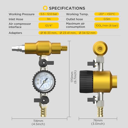 Coolant Refill Tool Kit – Pneumatic Vacuum Coolant Filler with Pressure Gauge & 3 Adapters, Radiator Cooling System Purge & Fill Set, Vacuum Leak Test & Air-Free Refill for Cars Trucks SUVs