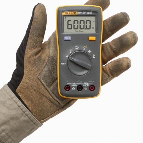 Fluke 106 (U.S.) Palm-Sized Digital Multimeter, CAT III 600V | CAT III 600V - size: 142 mm x 69 mm x 28mm, style: 106 U.S.
