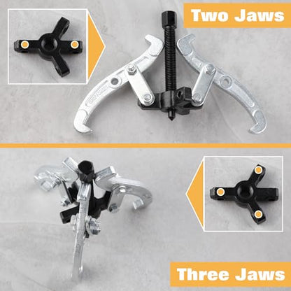 3 Jaw Gear Puller with Reversible Jaws 3-Inch Gear Removal Tool | For Bearing Puller, Pulley Puller, Steering Wheel Puller, Crank Puller, Seal Puller Tool Bearing Puller Tool Kit
