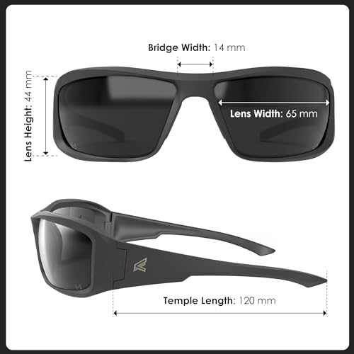 EDGE Brazeau Safety Glasses, Non-Slip, Impact/Scratch Resistant, 99.9% UV Protect, ANSI Z87 Rated - color: Matte Black