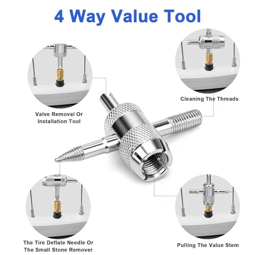 Linkstyle Tire Repair Kit, Valve Core Removal Tool Set, 60PCS Screw in Tire Plugs, Screwdriver, for Car Motorcycle Tubeless Bicycle Truck