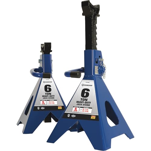 Strongway Double-Locking 6-Ton Jack Stands, 12,000-Lb. Capacity, 1 Pair | Controlled lifting and positioning, Professional garage use, Stable service support, Durable steel construction - style: 6 Ton