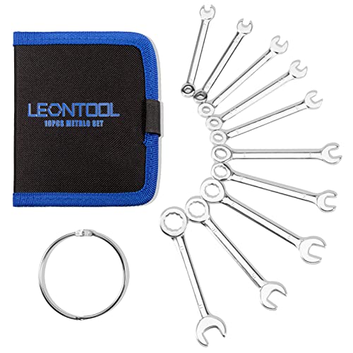 Small Wrench Set Metric 10 Pcs 4mm To 11mm Open End And Box End Spanner Wrenches with Key Ring, Ignition Wrench Set Standard with Portable Storage Pouches - style: Metric