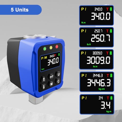 1/2" Drive Digital Torque Wrench Adapter 12.5-250.7 Ft-lb / 17-340 Nm, Electronic Torque Meter ±1% Accuracy, Colour LCD Display, 1/4” & 3/8” Adapters for Car & Motorcycle Maintenance - size: 1/2" 12.5-250.7 FT.LB Digital Torque Adapter