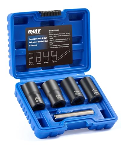 Orion Motor Tech Twist Socket Tool Set, 1/2" Drive 5pc Nut and Bolt Extractor Set, Rounded Bolt & Stripped Lug Nut Remover Tool Kit