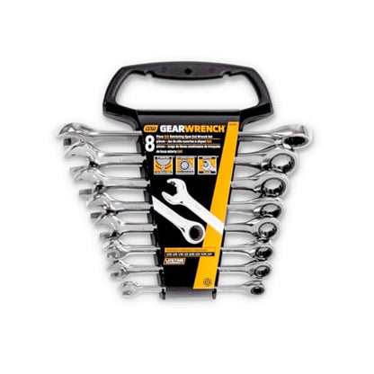 GEARWRENCH 8 Pc. 12 Point Open End Ratcheting Combination SAE Wrench Set - 85599 - style: 8-piece kit