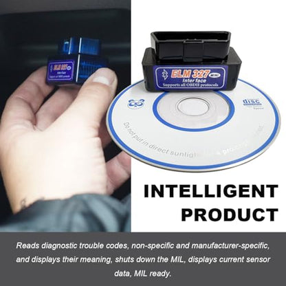 KVAEY 2 PCS OBDII Car Auto Diagnostic Scanner, ELM327 Automotive Bluetooth Scan Tool and Code Reader, Professional Car Bluetooth Engine Fault Code Reader, Universal Car Accessories (Black & Blue) - color: Black & Blue, size: 2 PCS