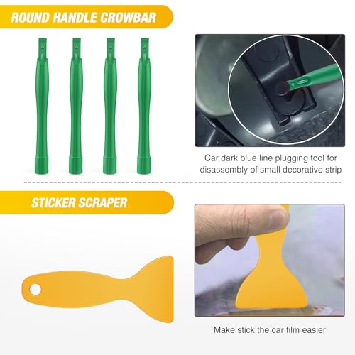 GOOACC 102Pcs Trim Removal Tool, Auto Push Pin Nylon Bumper Retainer Clip Set Fastener Terminal Remover Tool Round Handle Crowbar Kit Car/Radio Panel, Green - color: 102Pcs Clips+ Remover Green