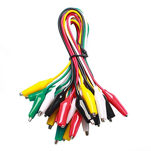 WGGE WG-026 10 Pieces and 5 Colors Test Lead Set & Alligator Clips,20.5 inches / 22 AWG Copper Wire. The Clips soldered and Stamped to the Wires. (1 Pack) - size: 1 PACK