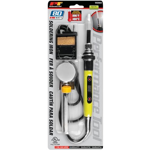 Performance Tool W2084 80W Digital Soldering Iron Kit - Electronics Repair, Precision Temperature Control Soldering Iron, Computer, Automotive Wiring, Stand Included, Green/Black