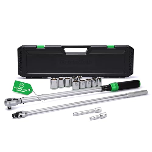 TecoTek 14PCS 1/2 Inch Drive Torque Wrench Tool Set, Tire Change Kit, 22.2-244.2FT.-LB/30-330Nm, With 24" Breaker Bar, 3-Inch & 5-Inch Extension, 10 Sockets for American Cars, Trucks and SUVs