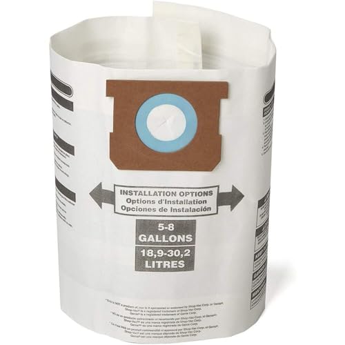 CRAFTSMAN CMXZVBE38767 5-8 Gal. Wet Dry Shop Vacuum Dust Collection Bags | For General Debris, Fits Most 5 to 8 Gallon Shop Vacuums, Collects Dry Only Debris, Reduces Cleanup Time, 3-Pack - style: 5-8 Gallon General Purpose