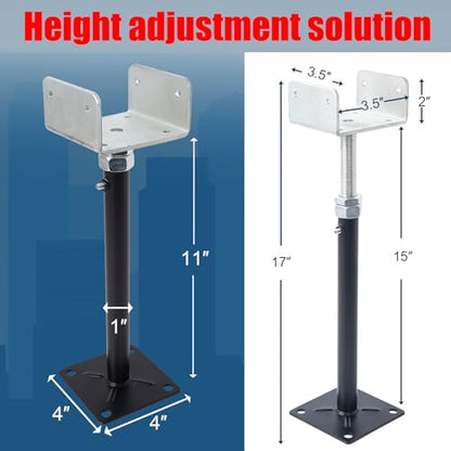 4 Pack U-Shaped Floor Jack for 4x2, 4x4, 4x6 Joists - Adjustable Steel Telepost with U-Head, Mini Screw Jack, Post Jack.11-15 Inch Adjustment Range - size: 11-15