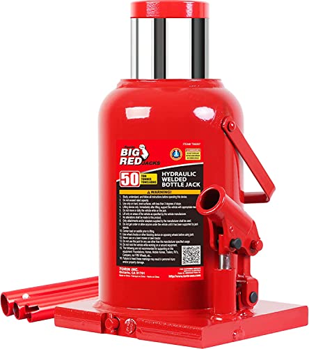 BIG RED 50 Ton (100,000 LBs) Torin Welded Hydraulic Car Bottle Jack for Auto Repair and House Lift, Red, TAM95007 - size: 50 Ton (100,000 LBs), style: 50 Ton (100,000 LBs)Heavy Duty