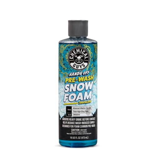 Chemical Guys, Snow Foam Pre Wash Car Wash Soap for Foam Cannons, 16 oz | High-suds snow foam pre-soak for foam cannons and foam guns; loosens dirt and grime before your contact wash. Dilutable. - size: 16 Fl Oz (Pack of 1)