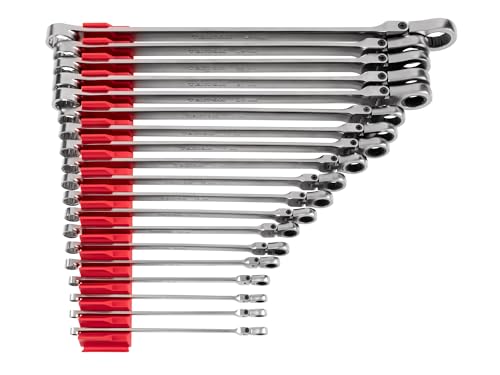 TEKTON Long Fixed/Flex Head Ratcheting Box End Wrench Set | WRB95304 - size: 19-Piece (1/4-1 in.), style: Modular Wrench Organizers