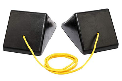 MaxxHaul 50012 Rubber Wheel Chock with Rope - 8" x 5" x 4", 2 Count (Pack of 4) - size: MaxxHaul 50012- 8" x 5" x 4" (Pack of 4)