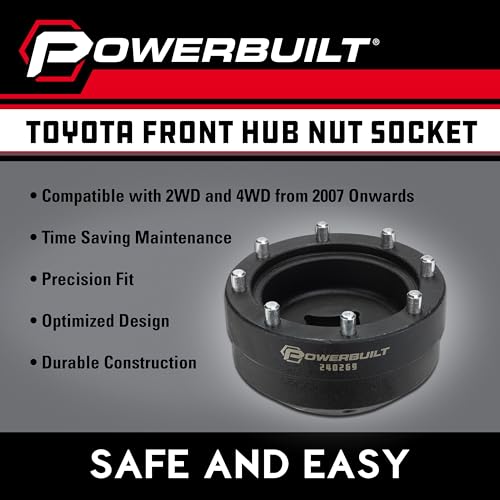 Powerbuilt Front Hub Nut Socket for Toyota Vehicles, 8 Pin Installation, Hub Lock Nuts Install - 240269 - style: Toyota