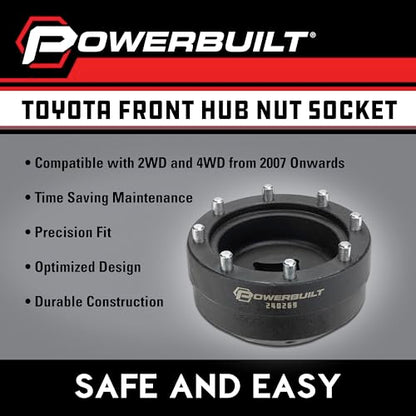 Powerbuilt Front Hub Nut Socket for Toyota Vehicles, 8 Pin Installation, Hub Lock Nuts Install - 240269 - style: Toyota