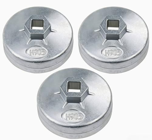 73-74mm Oil Filter Wrench Set 3PCS, 15 Flutes Oil Filter Removal Tool Socket Compatible with AC Delco PF63 PF64 PF46 PF47 PF48 PF48e Oil Filter for Toyota GM Chrysler Chevy Equinox 1.5L (3 PCS)