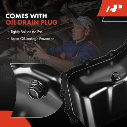 A-Premium Engine Oil Pan Sump with Drain Plug Compatible with Dodge Grand Caravan & Chrysler Town & Country, 2008 2009 2010, 3.8L, Replaces 4892386AA