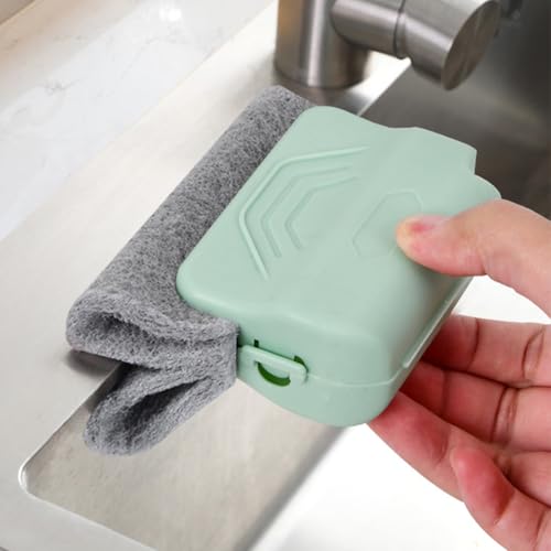 3PCS Car Magic Window Track Cleaner, Vehicle Window Groove Cleaning Brush Tools Set with Handheld, Auto Air Conditioner Vents Narrow Gaps Clean Brush, Universal Fit (Green/Pink/Gray) - color: Green/Pink/Gray