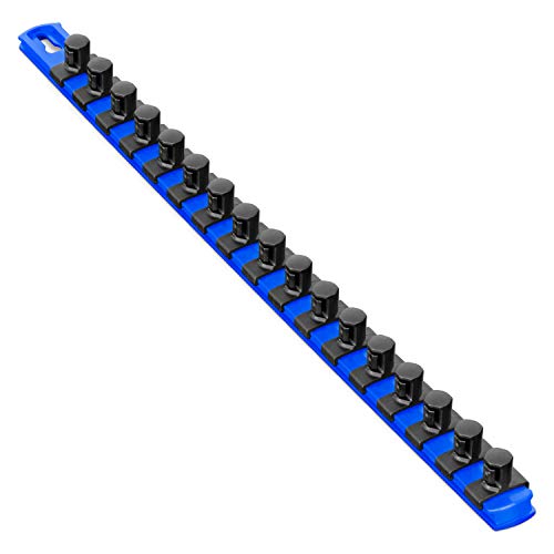 Ernst Manufacturing 18-Inch Magnetic Socket Organizer with 17 1/2-Inch Twist Lock Clips, Blue (8405M-Blue-1/2) - color: Blue, size: 18 inches, style: 18-Inch