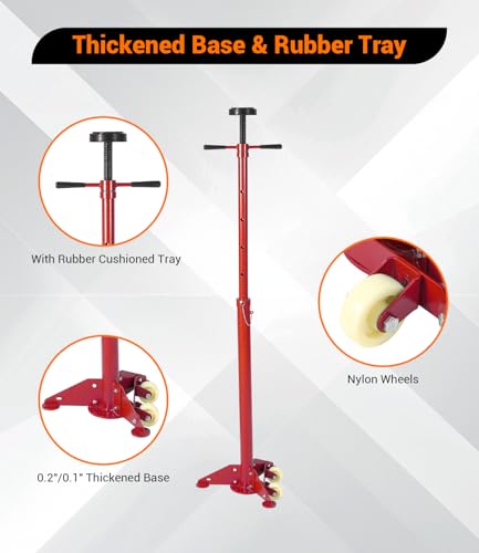 2PACK Underhoist Support Stand, 3/4 Ton Jack Stand, Under Hoist Stand for Vehicle Lifting & Support, 1655Lbs Capacity, Lifting from 38.4 to 75.4Inch, - color: Red | Triangular Base