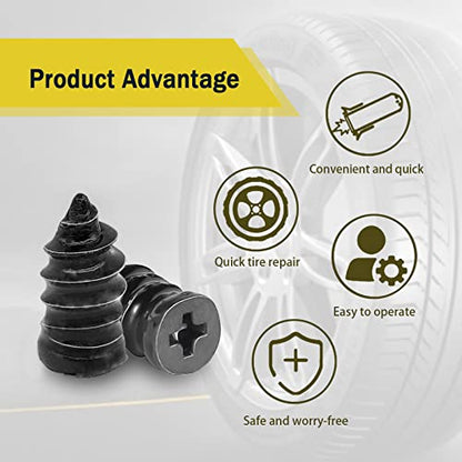 60PCS Tire Repair Rubber Nail, Vacuum Tire Repair Kits Spiral Rubber Nails, Tire Screw Plug Fast Tool Self Service Tire Repair Nail for car, Motorcycle, Truck, Tractor Tire Puncture Repair - color: 60Pcs