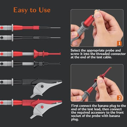 Multimeter Test Leads Kit, 25-Piece Electrical Test Leads Set with Flexible Silicone Wires, Replaceable Multimeter Probes, Large & Small Alligator Clips – Ideal for Engineers & Electricians - size: 25PCS