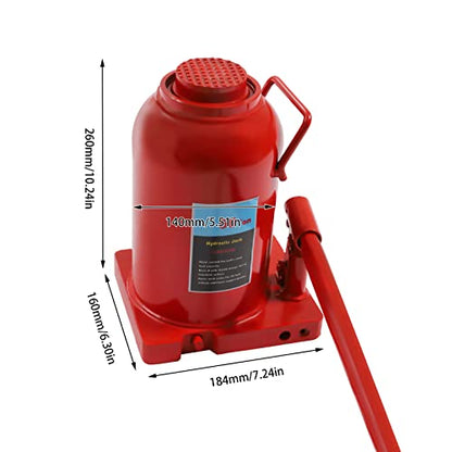 50 Ton Hydraulic Bottle Jack, 110,231lbs Red Stubby Low Profile Welded Bottle Jack with 18.5in Lifting Height, Alloy Steel Heavy Duty Bottle Jacks for Industrial Equipment - size: 50 Tons