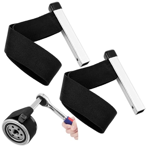 Lothee 2 Pack Oil Filter Strap Wrench Adjustable 1/2" Drive Strap Wrench with Anti-slip Nylon Belt Universal Oil Filter Removal Tool for Car Motorcycle Semi Truck Small Engine